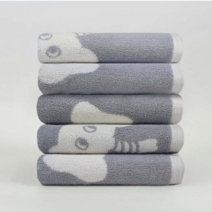 리빙유진 친환경 오가닉 동물그림 수건 150g 어린이집수건, 04. 그레이