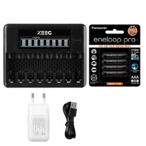 8구 LCD AA AAA 급속충전기 + 에네루프 AA AAA 충전지 세트, 8구AA AAA충전기+에네루프 프로AAA(작은거)4알