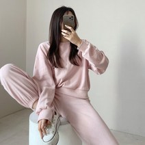 마이시즌 여성용 무지 맨투맨 + 조거 세트