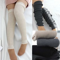 해피라운지 남녀공용 면 골지 니트 레그워머 롱 루즈핏 발토시, 블랙