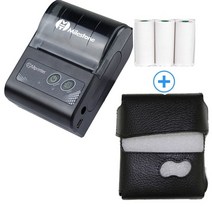 영수증프린터 스캐너 ini 58mm 휴대용 열전사 프린터 무선 프린터 영수증 잉크 프리 usb bt escpos pc, 3 롤 용지 추가, 영국 플러그