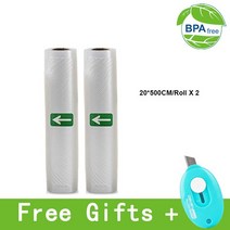 가정용진공포장기 무선진공포장기 비닐 진공기 진공 식품 실러 가방 롤 Sous Vide 저장 포장 고기 과일 야, 04 20CM 2 Rolls