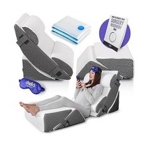 della 6피스 침대 웨지 베개 세트 (2023 버전) 조절 가능한 요추 지지 및 쿨링 원단 - 수술 후 완벽한 정형외과 등 회복을 위한 메모리 폼