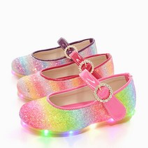 스위프 스파클링 레인보우 유아동 키즈 주니어 여아LED구두