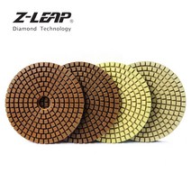 대리석 연마패드 그라인더 연마석 돌날 절단석 Z-LEAP 4 pcs 인치 다이아몬드 연마 패드 100mm 석영 석재 화강암 연삭 디스크 두께 3.5mm 습식 사용 휠