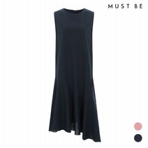 머스트비 여성 비대칭 칼라포인트 린넨 원피스