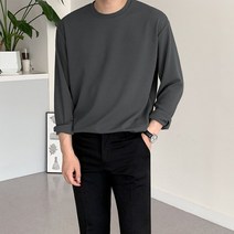 리앤베르 국내산 남녀공용 오버핏 라운드 무지 긴팔티