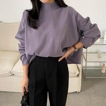 모크넥 반하이넥 크롭 블라우스 뒷버튼 BEIGE/FREE