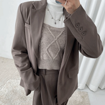 아임무드샵(뷔스티에/레이어드) 메린 니트 꽈배기 뷔스티에 크롭 조끼 레이어드 여성조끼 니트조끼 니트 뷔스티에