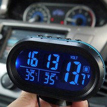 자동차 2 in 1 12v24v 디지털 자동 온도계 + 배터리 전압계 전압계 테스터 모니터 + 전자 시계