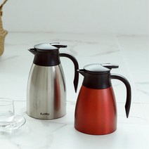 업소용 원터치 스텐 손잡이 보온 보냉 물병 보리차 음식점 물비쳐 보틀 식당물병 물통 식당 물포트 저그, 멀티팟 레드 1.5L