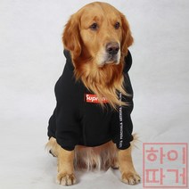 하이따거 강아지 모자달린 후드티 골든 리트리버 대형견 큰개옷, 그레이