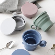 [국산]파스텔 실리콘 접이식 텀블러 자바라컵(4color), 블루