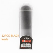 학생 사무실 2.0 기계식 연필 삼각형 미끄럼 방지 그립 12 색 리드 상단에 샤프너 포함, [06] 1set black leads