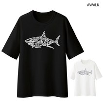 어워크 오버핏 반팔티 남여공용 반팔 티셔츠 샤크진 스웻셔츠