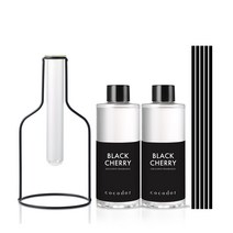 코코도르 와이어 화병/블랙/중 + 리필액 200ml X 2개, 0001_와이어화병/블랙+스틱33/5P/블랙, 26_리필200ml/코코피치X2