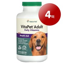 리암마켓 NaturVet 네이처벳 강아지용 구취 제거 보층제 츄어블 180정 468g 1팩, 4팩