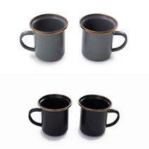 베어본즈 에나멜 에스프레소 머그 2P 한세트 캠핑 주방 머그컵 감성 빈티지 커피잔 그레이 차콜, 베어본즈 에나멜 에스프레소 컵 2P 차콜