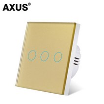 AXUS EU 터치 스위치 AC100-240V Led 백라이트 패널 강화 유리 벽 빛 감각 1/2/3 Gang Interruttore, gold touch three