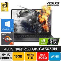 ASUS ROG G15 GA503RM 주식 배그 고성능 가성비 노트북 WQHD, WIN11 Home, 16GB, 1TB, AMD, 그레이