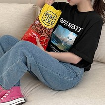 [제작] [리얼핏]런코 루즈핏 나염 티셔츠 69789 빅사이즈 여성의류
