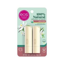 eos 100% 천연 및 유기농 립밤 스틱 - 바닐라 빈 하루종일 보습 피부과 전문의 추천 0.14온스 2팩