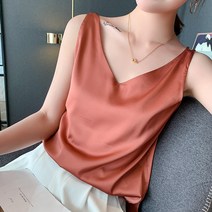 캐티라 브이넥 더블라인 뒷태 슬링 실크 스타일 정장 이너 9컬러 S-3XL 21m0210 민소매 나시 블라우스