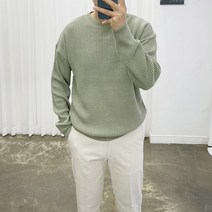 아도르클래식 머치 20컬러 하찌 라운드 세미 오버핏 긴팔 커플니트