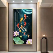 해외 돈 들어오는 구어도 물고기 동물 그림 인테리어 액자, 5D큐빅세팅