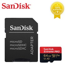 마이크로 sd카드 블랙박스용 sd카드sandisk extreme pro flash 128gb micro xc uhs-i 400gb 256gb 64gb u3 v30 tf 카메라, 64기가바이트 u3 4k
