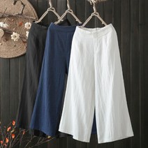 여름 여자냉장고 편한 허리뱅딩 린넨 통 마 긴바지 7부 3컬러