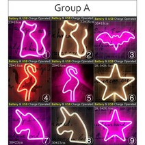 도매 72 스타일 Led 네온 불빛 화려한 무지개 사인 룸 홈 파티 웨딩 장식 크리스마스 선물 램프, Group A_NO. 6