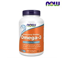 NOW Foods 나우푸드 오메가3 1000mg 200 소프트젤, 1개, 200정