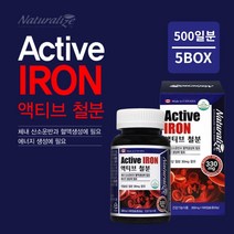임산부 수유부 월경혈 가임기 여성 머리 어지러움 어지러울때 증상 건강 관리 에 좋은 먹는 헤모글로빈 생성 철분 영양제, 5BOX(500일분)