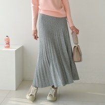 데일리앤 베르디 플리츠 주름 플레어 맥시 롱 니트스커트