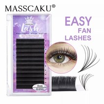 Masscaku 메이크업 슈퍼 롱 이지 패닝 인조 속눈썹 8-20mm 패스트 블루밍 2d-20d 패닝 속눈썹 구축용 속눈썹 연장, d, 0.07mm, 11mm