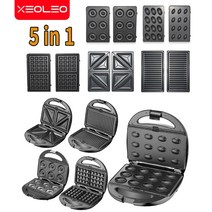 XEOLEO 5 in 1 와플 메이커 전기 샌드위치 메이커 버블 와플 메이커 피자/도넛/파니니 기계 주방 기구 비 스틱, 스페인_5