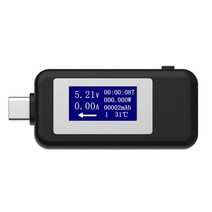 다기능 USB 테스터 유형 C LCD 디지털 전류 전압 충전기 용량 모니터 전력 온도 타이밍 미터, 02 Black