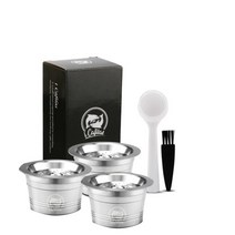 캡슐커피머신 카페커피머신 가정용 영업용 자동커피머신 용 스테인레스 스틸 리필 가능 재사용 가능한 커피 캡슐 카페테이라 필터 치보 카피시모 클래식 머신, 베이지