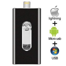 아이폰외장메모리 호환 아이폰 OTG 3in 1 USB 3.0 플래시 드라이브 메모리 스틱 OTG Pendrive iPhone PC A, 08 Black_06 512GB