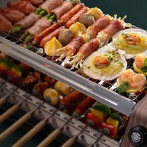 꼬치구이 그릴 양꼬치기계 가정용 바베큐 꼬치 자동회전 캠핑용 멀티 전기 석쇠 그릴, 스테인리스 그릴 셋트