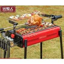 야외 캠핑 치킨 돼지 통바베큐 숯불 꼬치 레드 그릴, 검은 단일 용광로