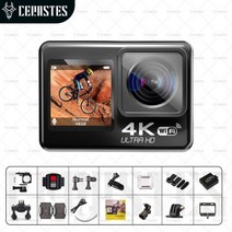 액션캠 CERASTES 와이파이 손떨림 방지 액션 카메라 4K 60FPS 듀얼 스크린 170 ° 광각 30m 방수 스포츠 리모컨 포함 5K, 4K 60FPS-V35+No card