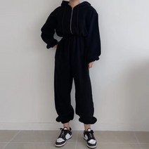 바디프로필바디수트 바프의상 기모점프수트 코듀로이 점프수트 하이레그 겨울하객룩 스즈끼복 스즈끼 바프컨셉 15 한국 Chic 가을 겨울 캐주얼 후드 끈 지퍼 포켓 디자인 허리 걷고 발