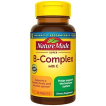 Nature Made 슈퍼 B 복합체 비타민 60정 60일 분 C 엽산 함유네이처메이드, 60 Count (Pack of 1)