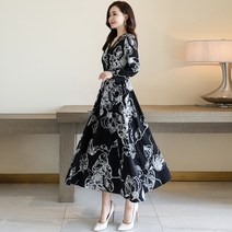 50대원피스 40대 하객룩 긴팔 쉬폰 원피스 초봄 중년 엄마옷