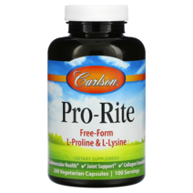 칼슨랩 프로라이트 프리폼 엘프로라인 엘리신 200베지캡슐 Carlson Labs Pro-Rite Free-Form L-Proline & L-Lysine
