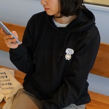 [블레슈] 굿뉴스 자수와펜 특양면 후드티 - 블랙(Black) 남여공용후드 데일리후드티 제작후디