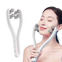 Windee 롤러 마사지기 3D 페이스 브이롤러 3단계 EMS미세전류 얼굴 라인 관리기 가정용 USB충전식, 1092-화이트
