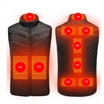 에쉬울프 신형 온열 열선 열 발열 조끼 USB 3단 온도조절 9 발열팩, 4XL
